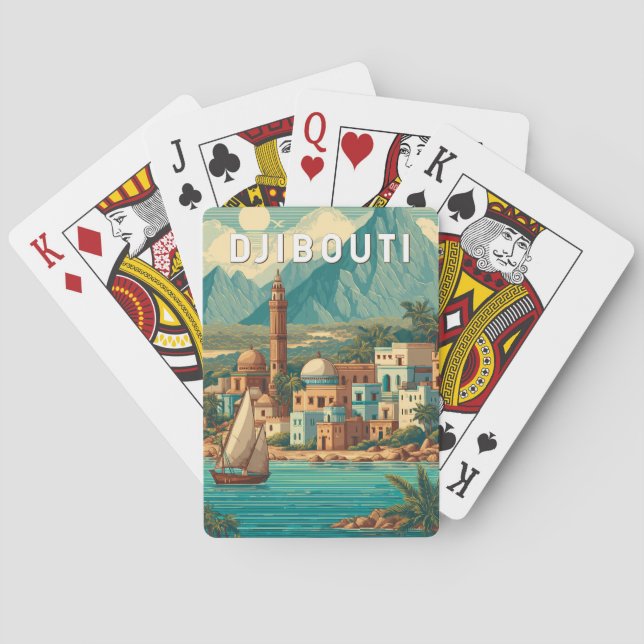 Djibouti Illustration Travel Art Vintage Poker Cards (Back)