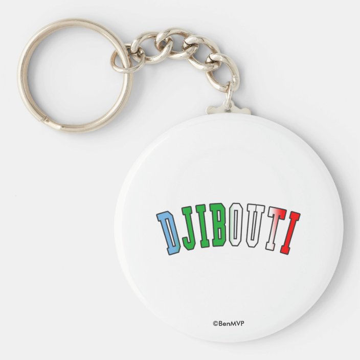 Djibouti in National Flag Colors Keychain