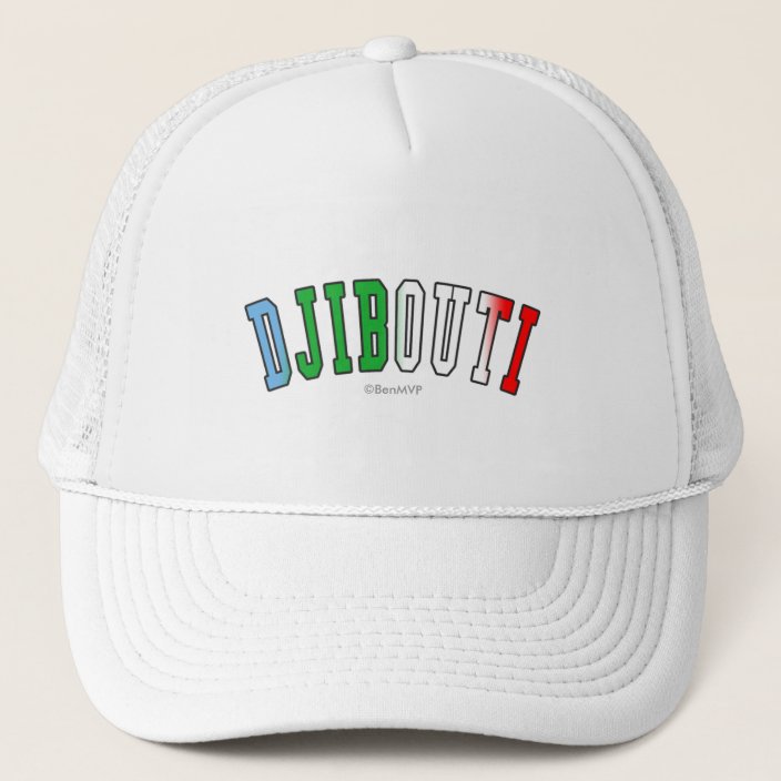 Djibouti in National Flag Colors Mesh Hat