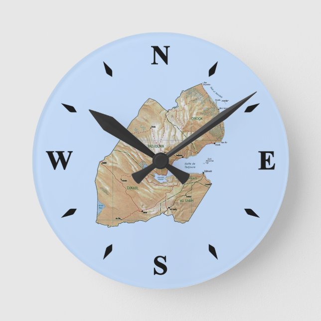 Djibouti Map Clock (Front)