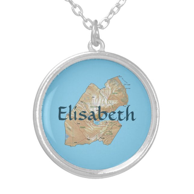 Djibouti Map + Name Necklace (Front)