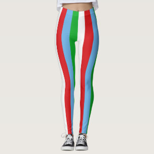 Djibouti National Flag Colors Vertical Striped Leggings