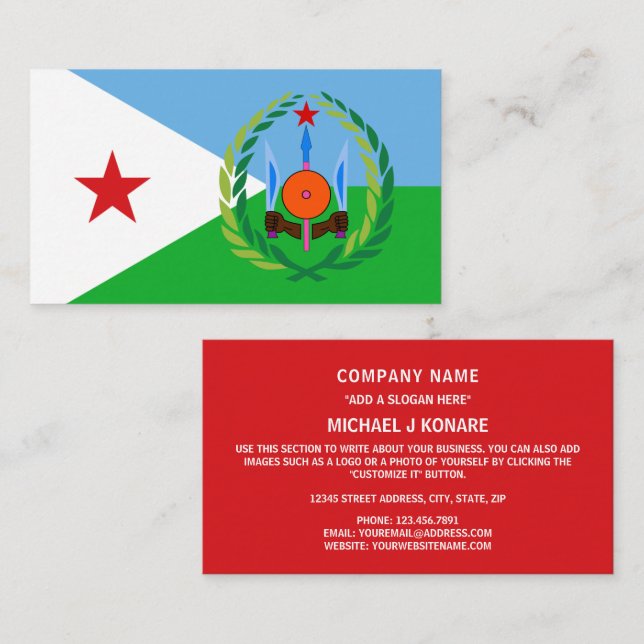 Djiboutian Flag & Coat of Arms, Flag of Djibouti Business Card (Front/Back)