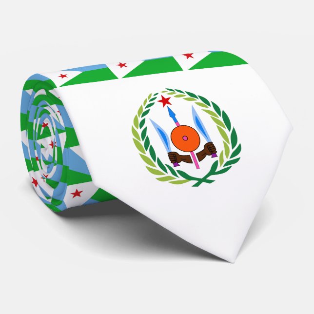 Djiboutian Flag & Coat of Arms, Flag of Djibouti  Neck Tie (Rolled)