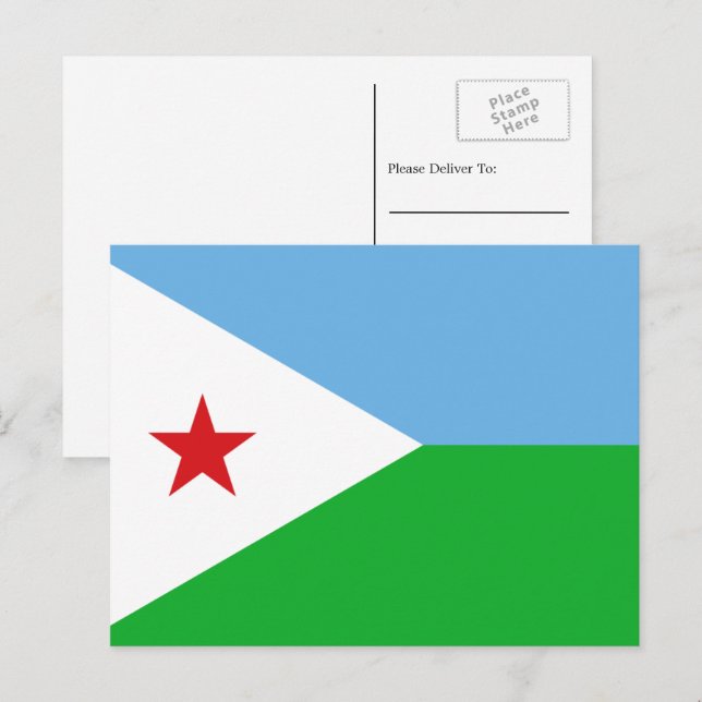 Djiboutian Flag, Flag of Djibouti Postcard (Front/Back)