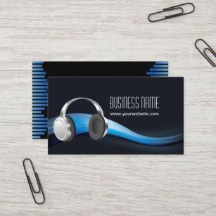 DJs Cool Music Waves and Headphone Business Card