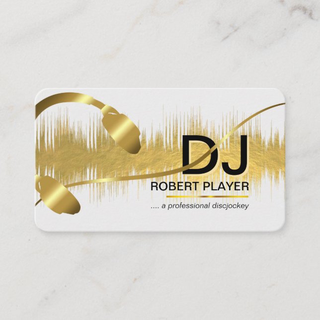 DJs Deejay Professional Music Band Event Gold Business Card (Front)
