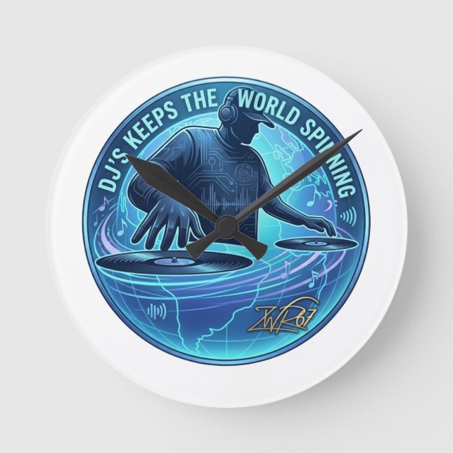Dj's Keep The World Spinning Round Clock (Front)