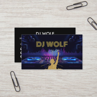 DJs Mixing Music Modern Gold Music Event Business Card