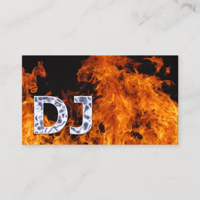 DJs Music Dee Jay Flaming Fire Business Card (Front)