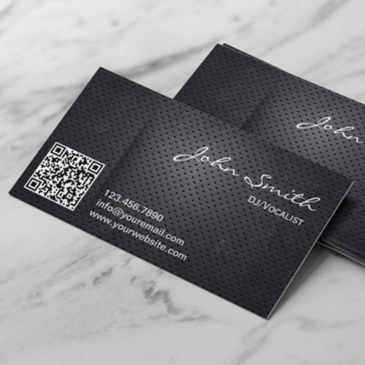 Customizable Black Metal QR Code DJ Music Business Card