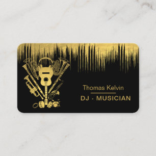 DJs Music Instruments Event Organizer Gold Business Card