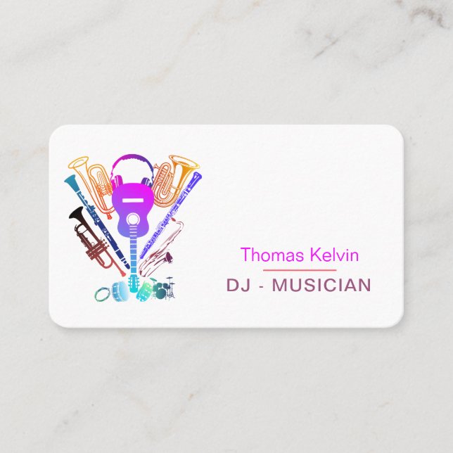 DJs Music Instruments Event Organizer Rainbow Business Card (Front)
