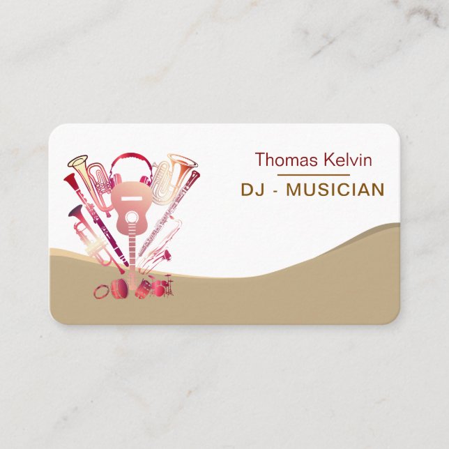 DJs Music Instruments Event Organizer Rainbow Business Card (Front)