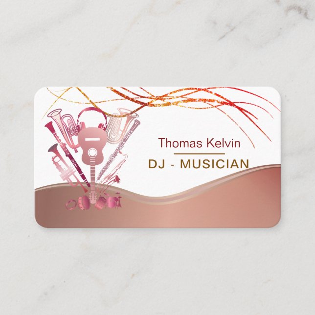 DJs Music Instruments Event Organizer Rainbow Business Card (Front)