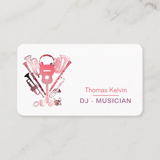 DJs Music Instruments Event Organizer Rose Gold Business Card (Front)