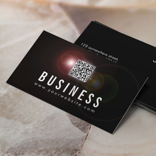 Customizable DJs Music Lens Flare QR Code Business Card