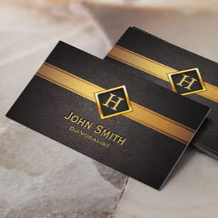 DJs Music Royal Monogram Gold Label Business Card