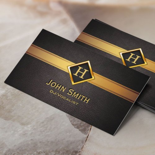 Royal Monogram Gold Label DJ Music Business Card