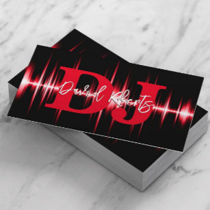 DJs Professional Sound Wave Bold Red Business Card