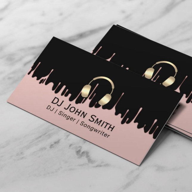 DJs Singer Songwriter Rose Gold Modern Business Card (Creator Uploaded)