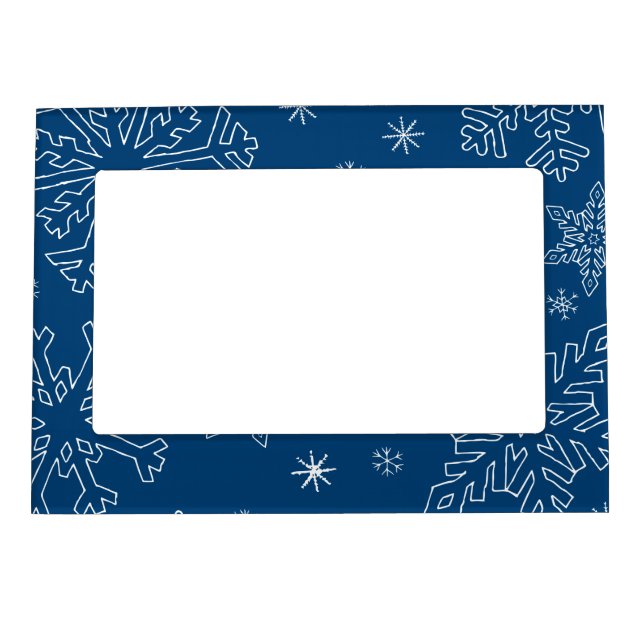 Dk Blue Christmas BG Snowflake Boarder Clipart Thr Magnetic Frame (Front)