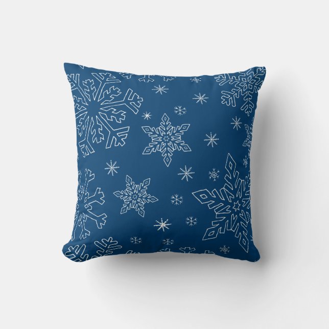 Dk Blue Christmas BG Snowflake Boarder Clipart Throw Pillow (Front)