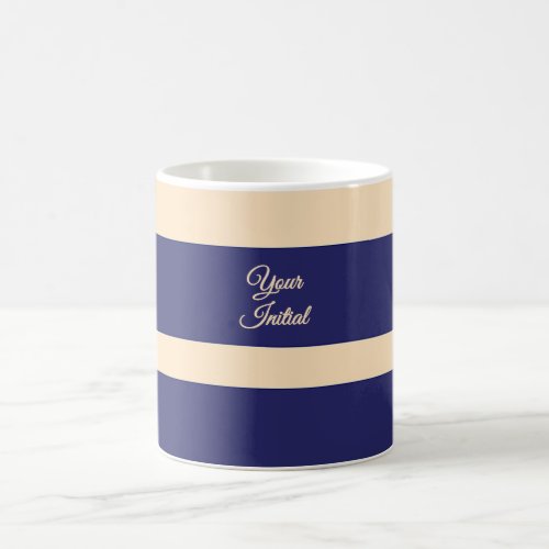 Dk Blue + Cream Broad Band Stripes Coffee Mug