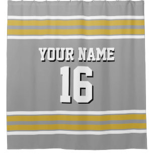 Dk Gray Gold White Stripes Sports Jersey Shower Curtain