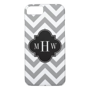 Dk Gray Lg Chevron Black Quatrefoil 3 Monogram iPhone 8/7 Case