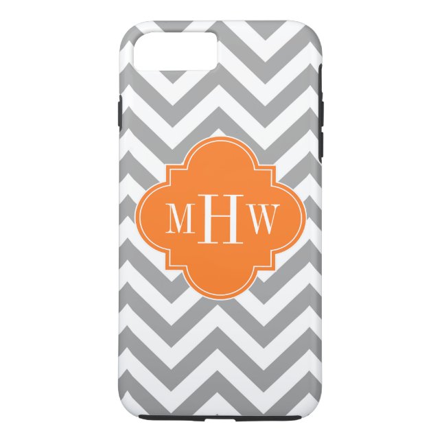 Dk Gray Lg Chevron Pumpkin Quatrefoil 3 Monogram Case-Mate iPhone Case (Back)