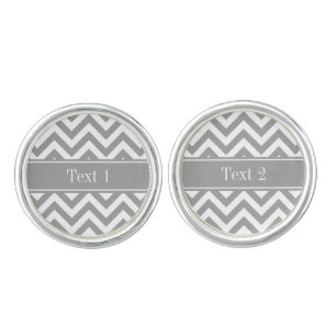 Dk Gray White LG Chevron Dk Gray Name Monogram Cufflinks