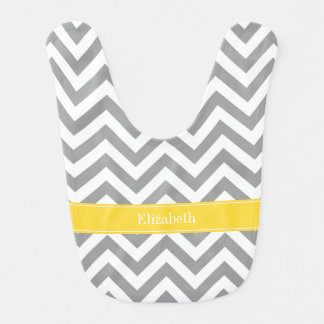 Dk Gray White LG Chevron Pineapple Name Monogram Baby Bib