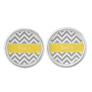 Dk Gray White LG Chevron Pineapple Name Monogram Cufflinks