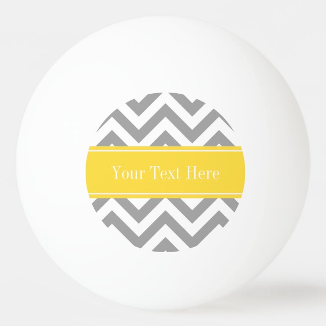 Dk Gray White LG Chevron Pineapple Name Monogram Ping Pong Ball (Front)