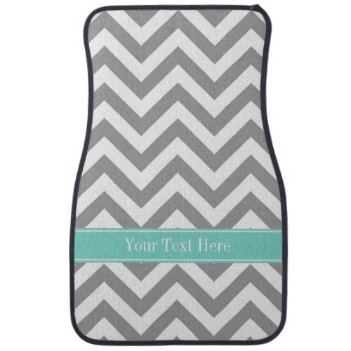 Dk Gray White LG Chevron Turquoise Name Monogram Car Mat