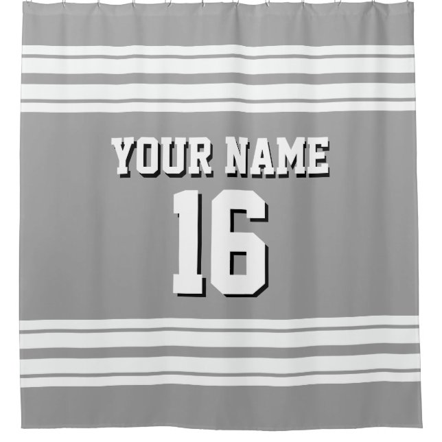 Dk Gray with White Stripes Sports Jersey Shower Curtain (Front)