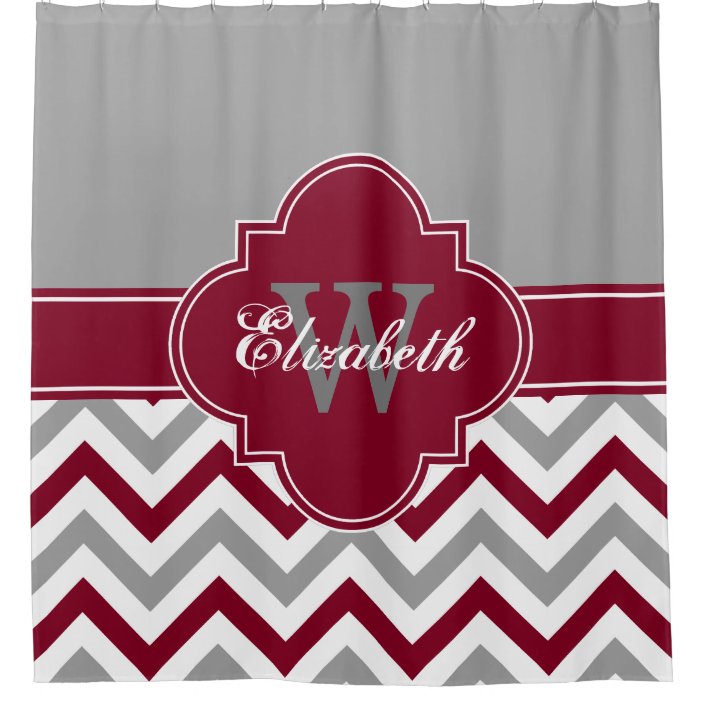 burgundy and gray shower curtain