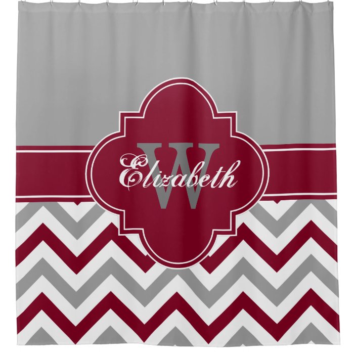 burgundy and grey shower curtain