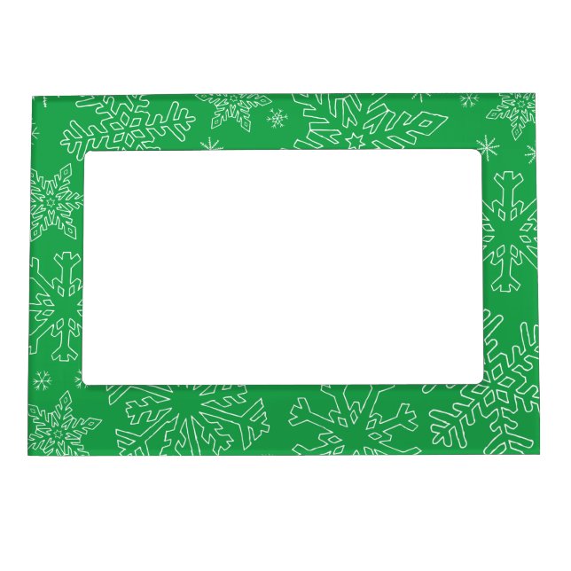 Dk Green Christmas BG Snowflake Boarder Clipart Th Magnetic Frame (Front)