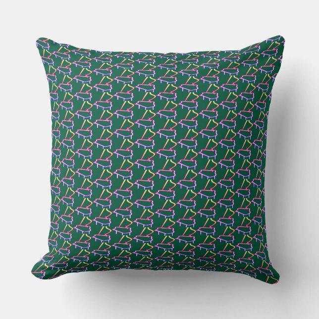 Dk Green Piano Embellished  Throw Pillow (Front)