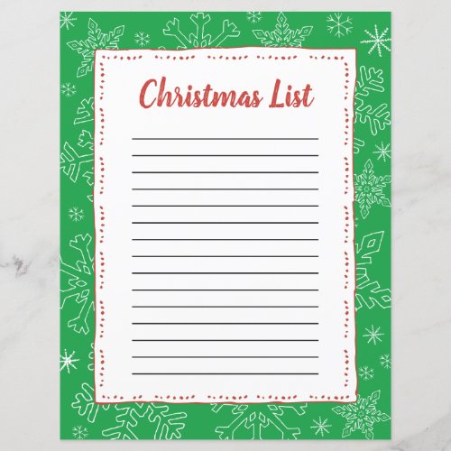 Dk Green Snowflake Christmas BG Santa Wish List