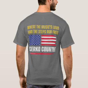 (Dk Grey) US Flag / Music's Loud & Steps Run Free T-Shirt