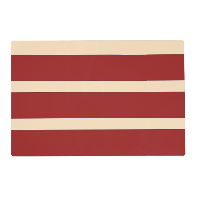 Dk Red + Cream Broad Stripes Laminated  Placemat (Front)
