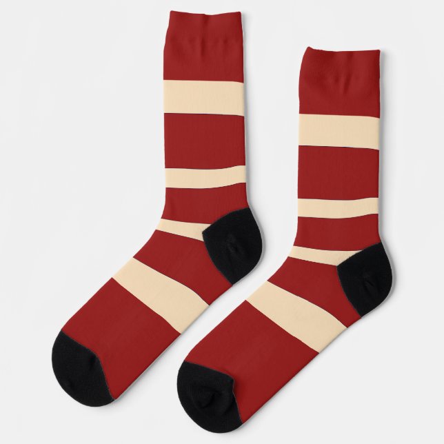  Dk Red + Creme Stripes Socks (Left)