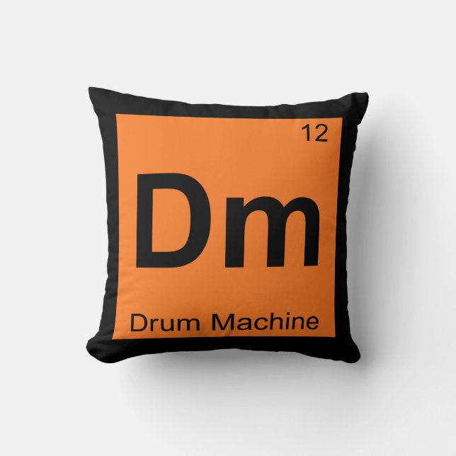 Dm - Drum Machine Chemistry Periodic Table Symbol Throw Pillow (Front)