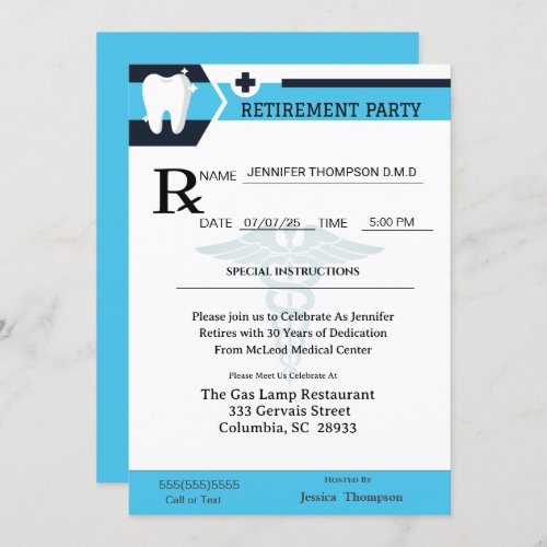 DMD Medical Prescription Pad Retirement Invitation