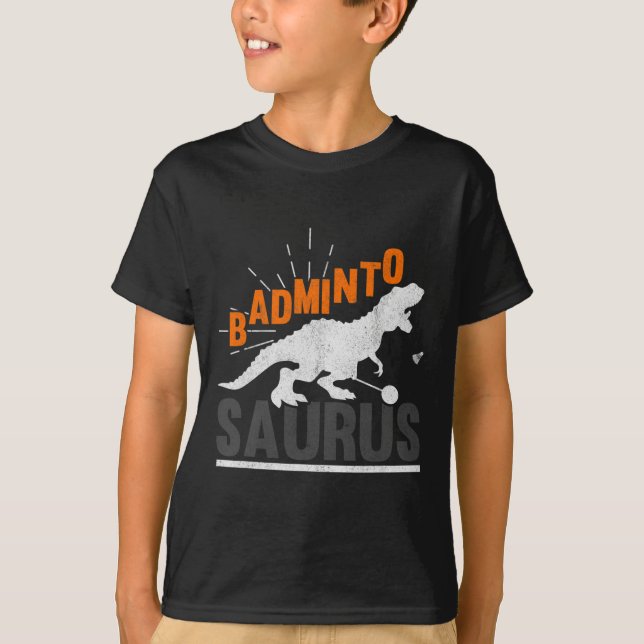 Dminto Saurus Rex Birdie Shuttle Dinosaur Dminton  T-Shirt (Front)