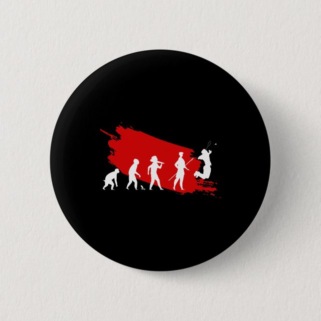 Dminton Player Evolution Funny Sports Coach Graphi Button (Front)