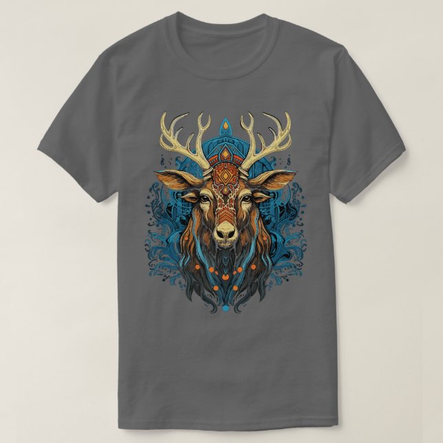 DMT Art Psychedelic Reindeer T-Shirt (Design Front)